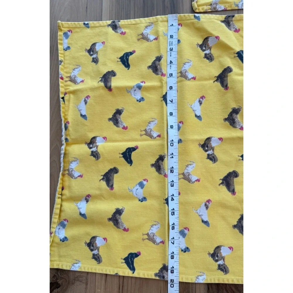 Bodrum Set of 4 Chicken Rooster Placemats Yellow Farmhouse Cotton 18x20